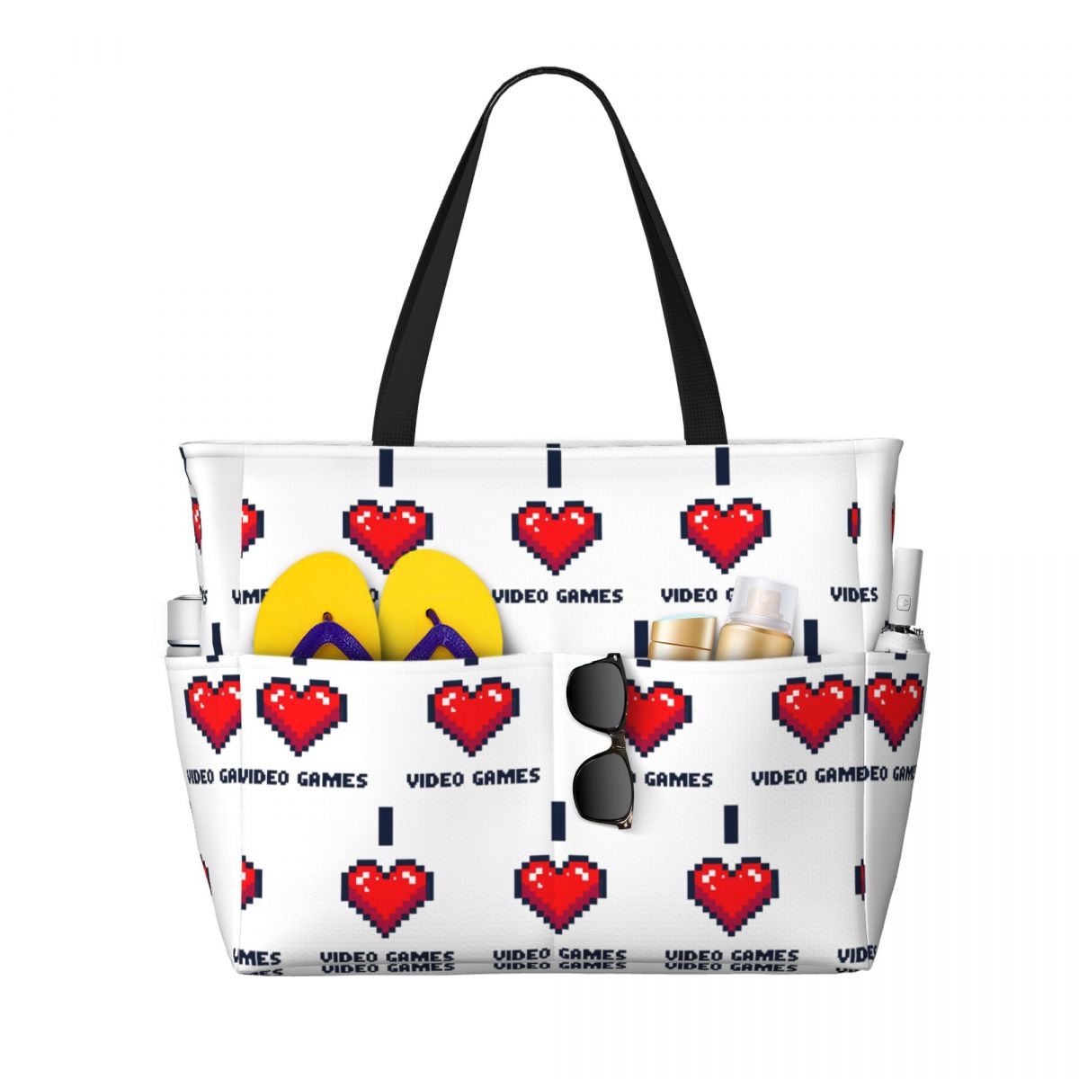 I Heart Video Games Beach Tote - Yoga Fitness Videos Free 评论和价格
